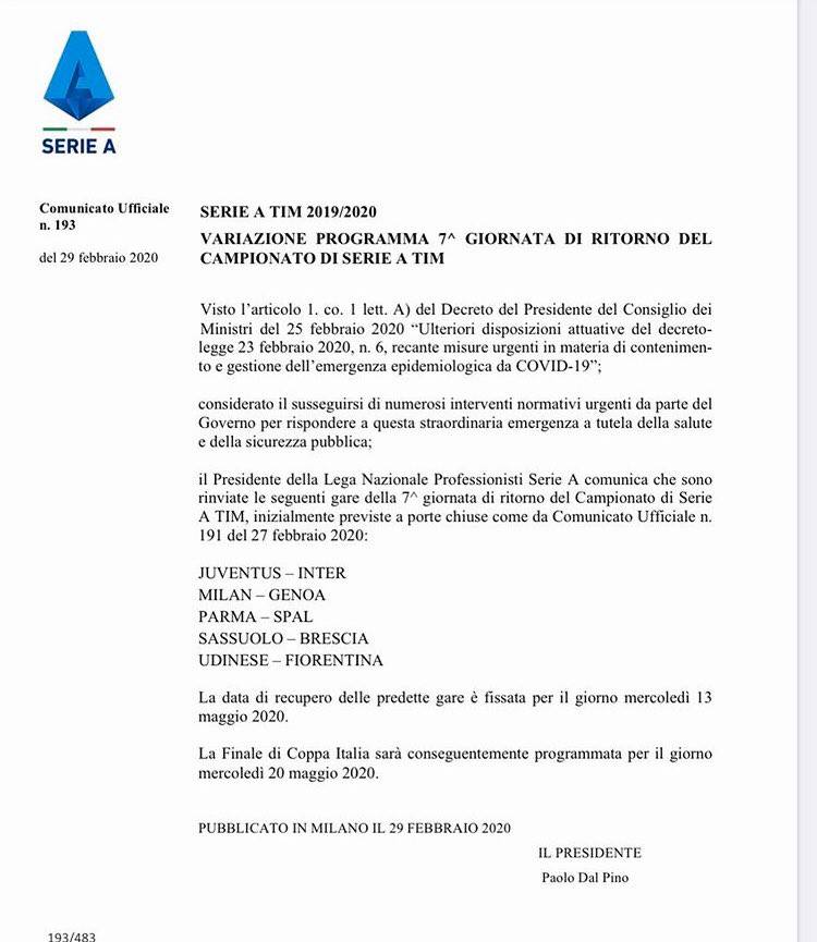 Αναβολές Ιταλία